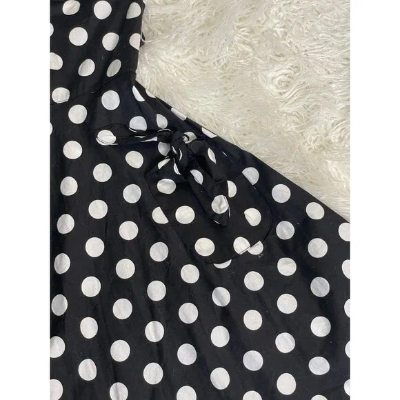 Women's Hell Bunny Black Polkadot Retro Pin Up Halter Dress EUC Size Small - Picture 3 of 8